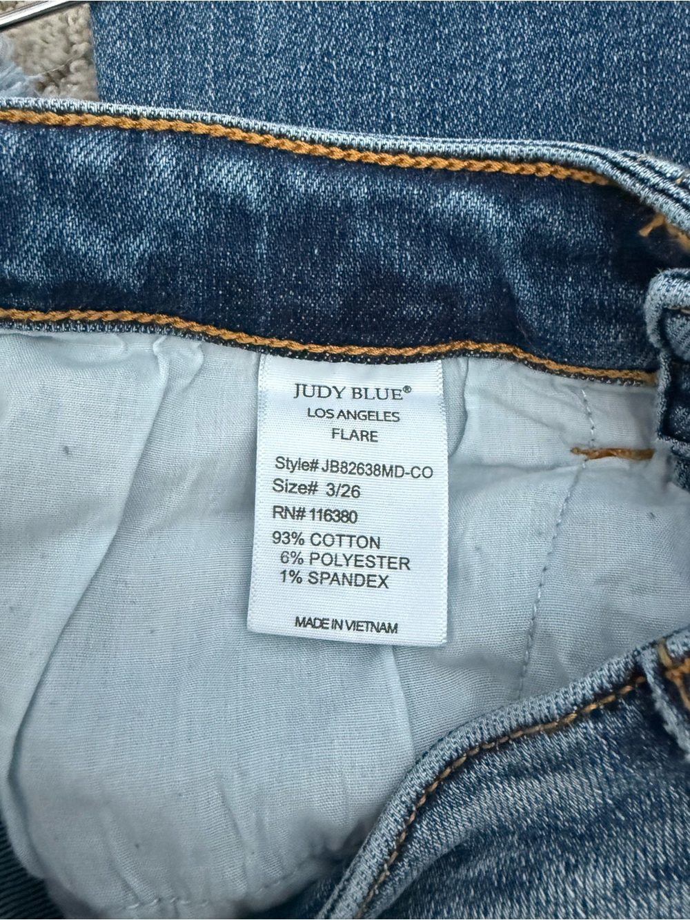 Judy Blue Mid Rise Button Fly Destroyed Fray Hem Flare Jeans Size 26 - Picture 7 of 10